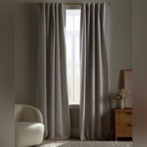 Quince European Linen True Blackout Curtain Panel Cloud Gray Size 96” x 120”